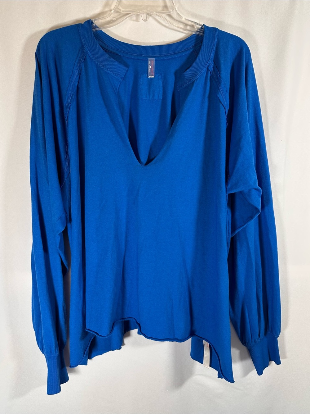 FP Movement Free People Blue Cutout Choker V-Neck Long Sleeve Athleisure Top M